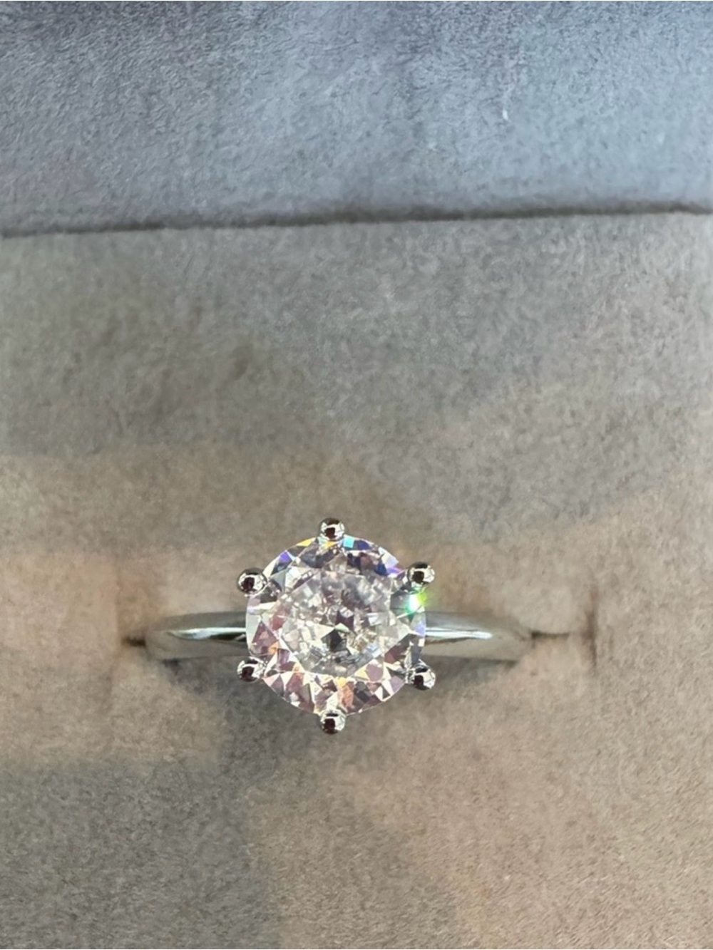 MOISSANITE 1.5 CT Six Prong Setting On Silver Ring